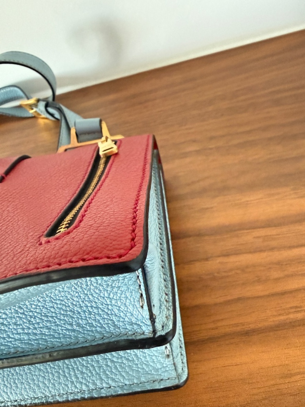 Miu Miu Two Colour Madras Leather Flap Shoulder Bag Pre-Owned - Picture 12 of 13